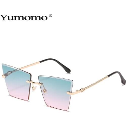 Fashion Cat Eye Sunglasses Women Brand Design Trendy Square Sun Glasses Female Men Gradient Rimless Shades UV400