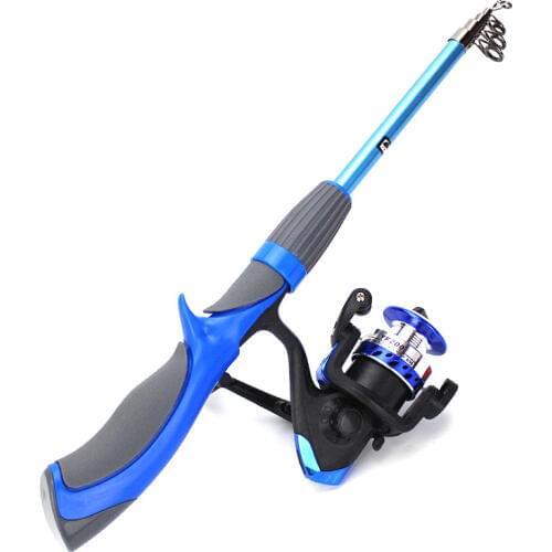 1Set/Bag Telescopic Ice Fishing Rod Blue/Orange 1.2M/1.4M With Rotating Reel Fishing Rod Reel Fishing Gear Set