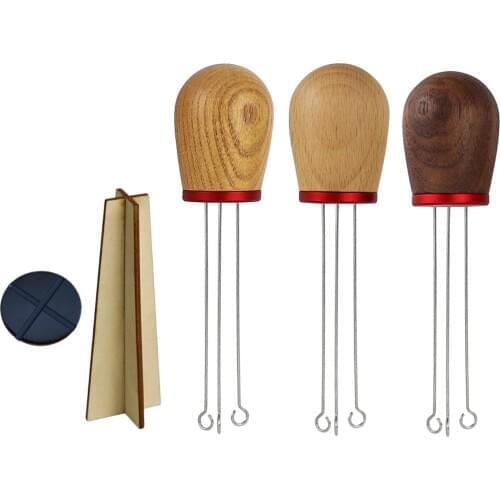 Solid Wood Handle Espresso Coffee Tamper Stirring Needle Distributor Espresso Maker Tool Hand Tampers Espresso Tamper Needle