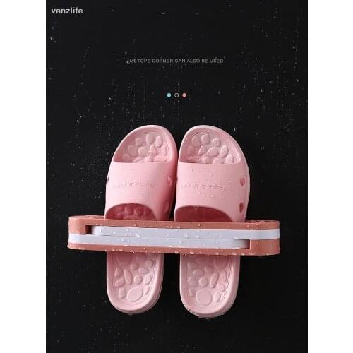 Vanzlife Multi functional toilet bathroom slipper rack wall mounted non punching living room household foldable drain shoe rack