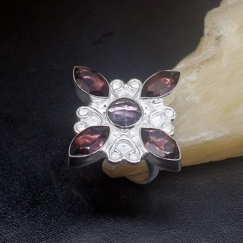 Gemstonefactory Jewelry Big Promotion Single Unique 925 Silver Gushing Purple Amethyst Women Men Gifts Rings 8.5# 20212606