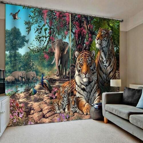 Blackout curtains Luxury Blackout 3D Window Curtains For Living Room Bedroom animal tiger curtains