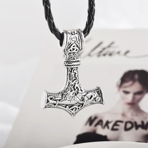 Vintage Style Thor Hammer Pendant Necklace Women And Men Statement Silver Color Mjolnir Necklace Collier Femme Fashion Jewelry