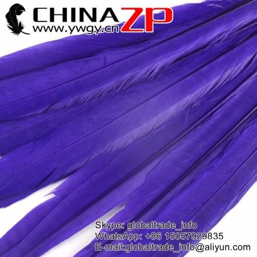 Golden Manufacturer CHINAZP Factory 100pcs/lot 30-35cm Dyed Purple Ringneck Pheasant Tail Feathers