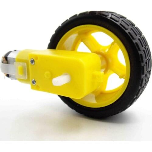 1 set Deceleration DC motor + supporting wheels , a / smart car chassis , motor / robot car wheels Gear Motor with Wheel