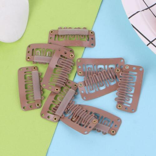 1 Set 10 pcs 32mm Middle U Brown Snap Hair Clip For Wig Hair Extension Hair Clip