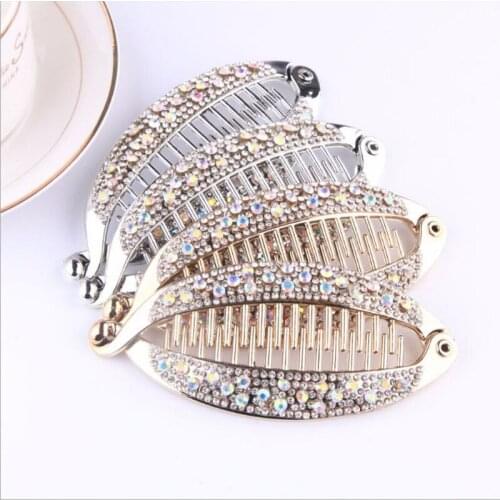 1pcs Fashion Fish Shape Rhinestone Hair Claw Clips Hair Jewelry Banana Barrettes Hairpins Hair Accessories For Women Clips Clam