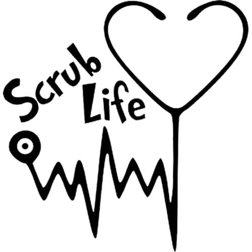 13*13cm Scrub Life Heartbeat Stethoscope Doctor Nurse Car Decor Cute Interesting Vinyl Decal Car Sticker