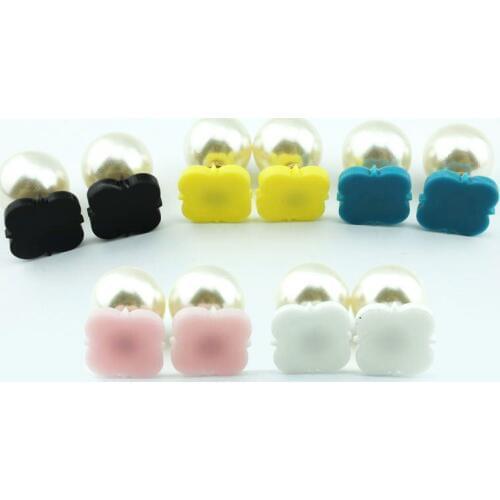 16mm Monogram Blank Acrylic Pearl Stud Earrings