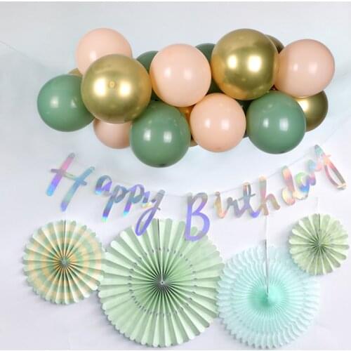 19pcs Bean Green Latex Balloons Garland Arch Kit happy birthday party decoration kids baby shower wedding jungle baloon