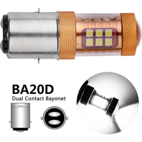 1x H6 BA20D LED Hi/Lo Beam Motorcycle Headlight Bulb 3030SMD 28 LED Bulbs 12V White BA20D Motorbike Scooter Headlamp Light