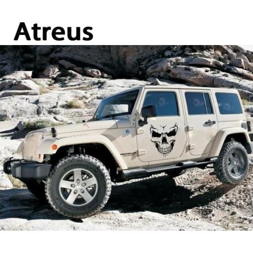 Atreus 3 size Car Skull Head Engine Hood Door Window Stickers For Mercedes w203 w204 Benz Peugeot 307 206 308 Opel astra h j g