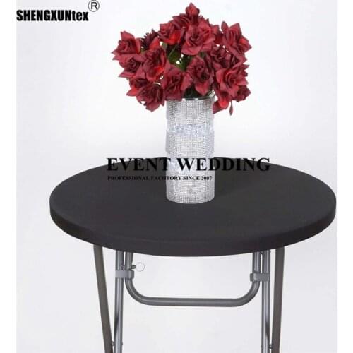White Spandex Cocktail Table Top Stretch Cover Table Cloth For Wedding Event Decoration