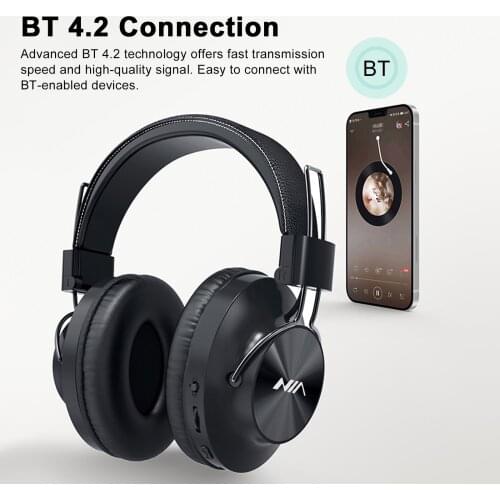 Wireless Headphones NIA S4000 Foldable Over Ear Stereo Music Headset Bluetooth Earphone 3.5mm TF Card MP3 Player FM Radio w/ Mic