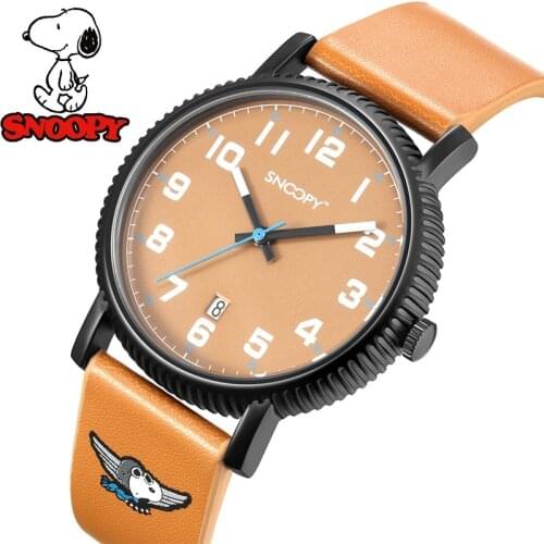 Snoopy Original Mens Sport Fashion Casual Japan Miyota Quartz Wristwatches Date Calendar Boys Youth Teenage Student Gift Clock