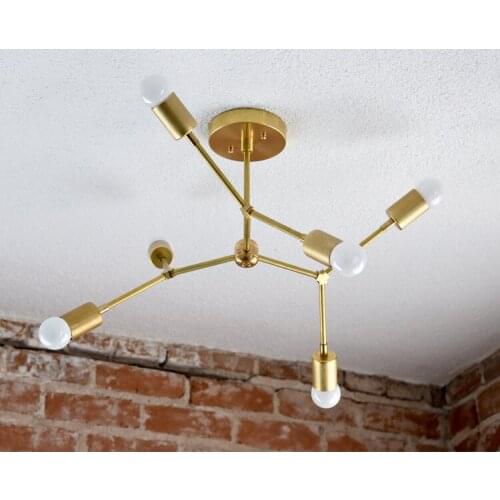 Individuality iron art branch type decorative ceiling lamp, American style simple bedroom study room art design lamp