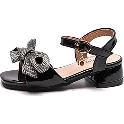 2020 kids sandals for girls Rhinestone Bling bowtie Princess shoes Sweet Cute fashion Leather Children Sandals summer autumn
