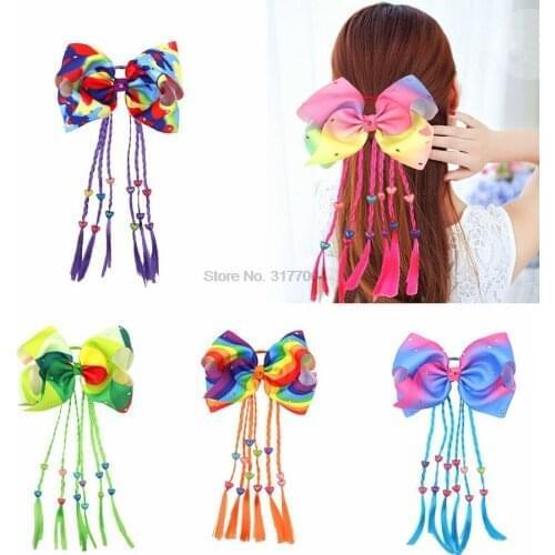 DHL 500pcs Girls Fashion Colored Dice Headwear Elastic Bow Multicolor Heart Beads Braids Casual Hair Rope