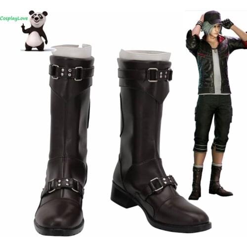 CosplayLove Final Fantasy VII Remake FF7 Leslie Kyle Black Shoes Cosplay Long Boots Leather Custom Made For Boys Male