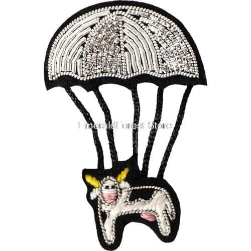 French Design of Indian Silk Handmade Embroidery Jewelry Cattle Skydiving Cartoon Interesting Creative Brooch Accessory Pin