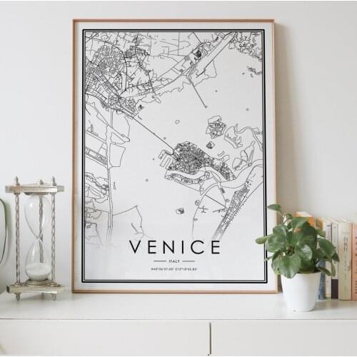 VENICE city map Nordic Living Room Decoration Canvas Poster Modern Home Decor Art Print Painting