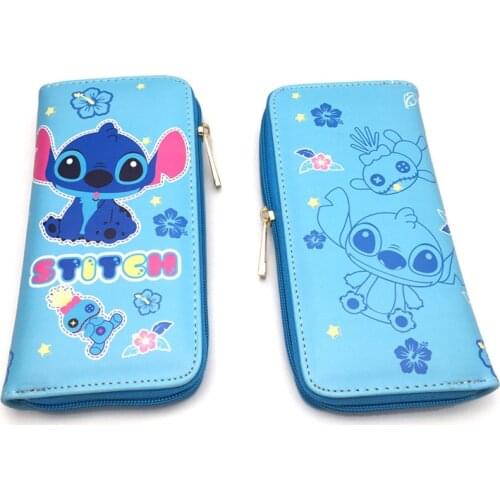 Lilo & Stitch Wallet Stitch Mens Wallet Cartoon Anime Stitch Long Zipper PU Wallet Fashion Coin Purse Kawaii Wallet Women Gifts