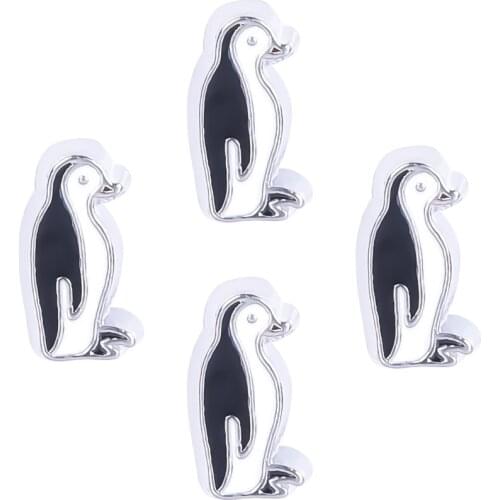 F456 Sliver Plated Lovely Mini Little Penguin Charms For Glass Floating Locket 8*4mm