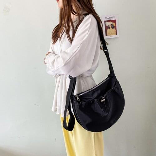 Fashion Simple Drawstring Messenger Bag Women Large Capacity Pure Color Outdoor Casual Travel Daily Shoulder Crossbody bag