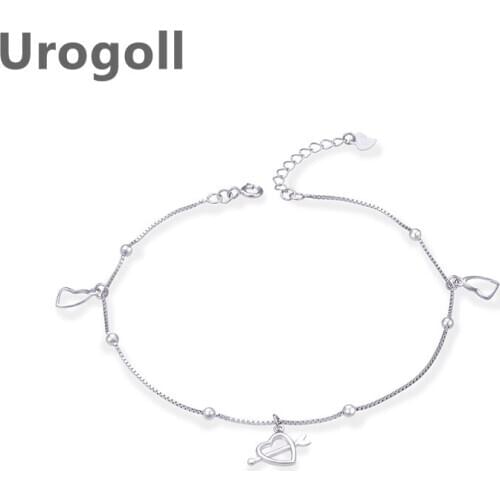 Really 925 Sterling Silver Women Anklet Love Heart Piercing Beaded Anklet Fashion Jewelry Foot Accessories For Girl Dress Up