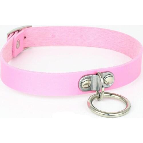 New Red Leather Choker Necklace Women Goth Necklaces color statement necklace Pendant Party Jewelry