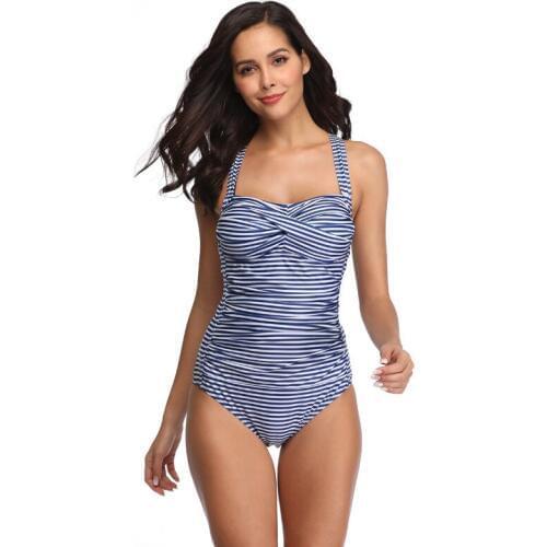New bikini one-piece striped swimsuit