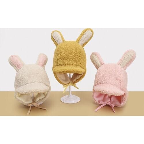 Autumn Winter Baby Hat Warm Thicken Wool Lovely Ears Toddler Bonnet Cap 1-2 years