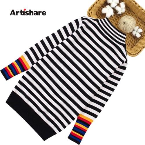 Girl Dress Striped Girl Sweater Dress Casual Style Children Knitted Dress Spring Autumn Clothes For Girls 6 8 10 12 14