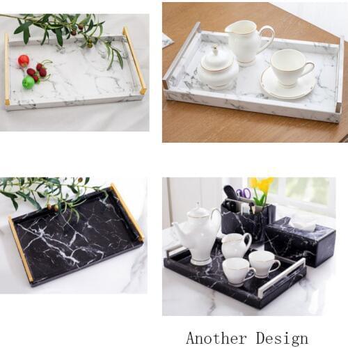 Storage tray marble grain plate PU artificial fur