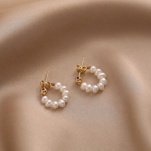 Simple Delicate Stud Eearring Minimalist Freshwater Pearl Handmade Jewelry Earring Elegant Party Earrings for Women