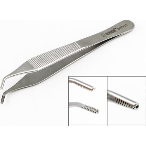 Tiangong Juncheng Nasal Cartilage Tweezers Stainless Steel Fine Plastic Tweezers 7x7 Tooth Hooked Potbelly Tweezers Nose Cosmeti