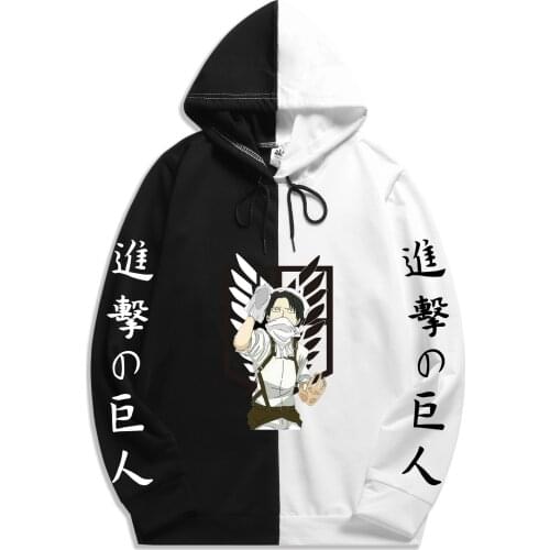 2021 Japanese animation Attack on Titan mens patchwork Hoodie hip hop street style loose thin sports Pullover Hoodie
