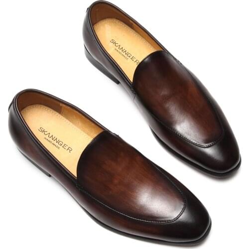 Italian Shoes for Men Formal Shoes Business Dress Suit Shoes Men Brand Bullock Genuine Leather Black Slipon Wedding Mens Shoes