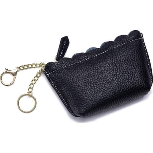 Versatile School Girl Coins Purse Office Lady Lipsticks Key Ring Case Top Cow Layer Leather Women Small Hand Wrist Bag