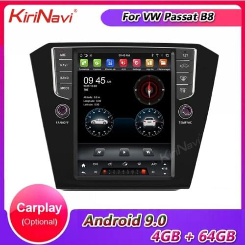 KiriNavi Vertical Screen Tesla Style 10.4' 1 Din Android 9.0 Car Dvd Multimedia Player For VW Passat B8 Car Radio GPS Navigation