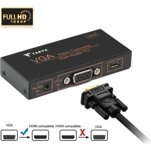 VGA to HDMI-compatible Converter Monitor/PS3/PS4/HDTV/Blue-ray DVD 3.5mm Audio Micro USB Power, HDMI-compatible Output Adapter