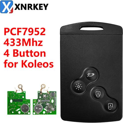 Free Shipping ( 5pcs) Excellent Quality 4 Button Smart Card For Renault Koleos Clio 434MHZ With PCF7952 Chip