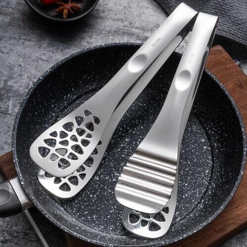 Stainless Steel Fried Steak Clip Hollow BBQ Barbecue Tongs Gripper Bread Pizza Clamp Kitchen Utensil Serving Tool Barbecue Tools