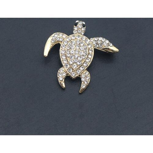 Elegant Tortoise Crystal Pins Brooch For Women Lady Animal Charm Rhinestone Brooches Shirts Sweat Coat Accessory Xmas Gifts 2019