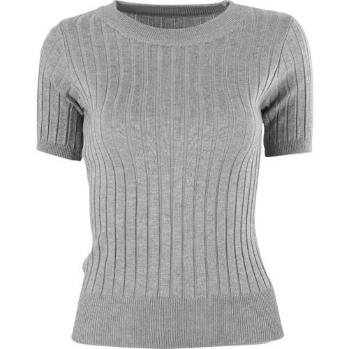 Women Slim Short-sleeved Sweater Womens Thin Section of Tight-fitting Suit Sweater