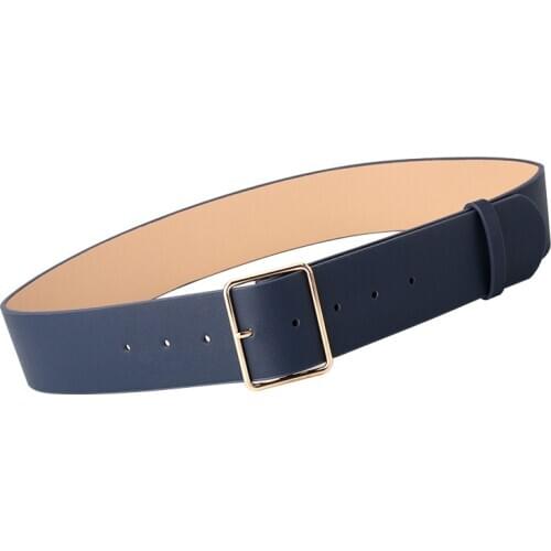 Women Wide Belt Solid Color Pu Leather Pin Buckle Womens Belts Sweater Decoration Girdle Simple Imitation Leather Female Belt