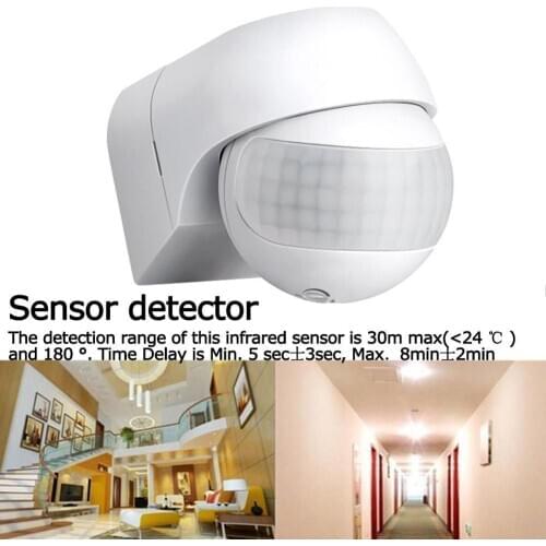 New 1Pcs Motion Sensor 110v~230v Motion Detector Automatic Sensor Rotating 180 Timer Outdoor Light Infrared Switch PIR Degr Q8P8