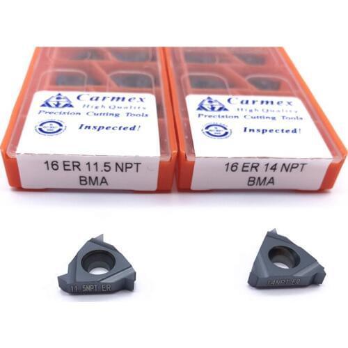 10PCS Carmex 16ER 16IR 8.0 11.5 14 18 27NPT BMA Lathe Cutting Carbide Inserts Threading Turning Tools CNC Machine Metal
