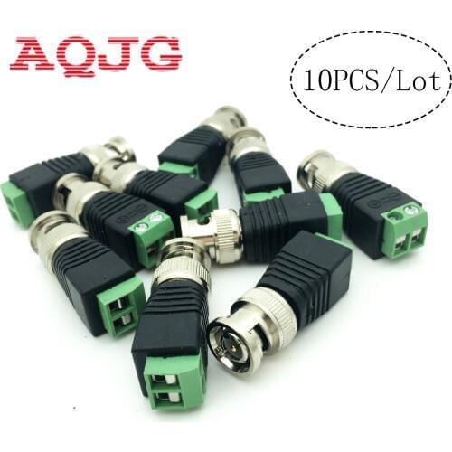 10Pcs/lot Coaxial Coax CAT5 BNC Male Connector for CCTV Camera Security System Surveillance Accessories New Arrival