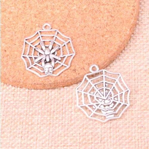 11pcs Charms cobweb spider halloween Antique Silver Plated Pendants Fit Jewelry Making Findings Accessories 29*27mm
